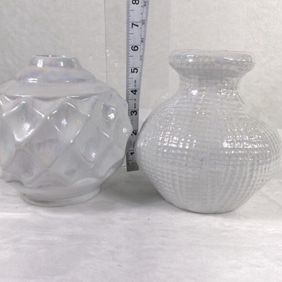 Set of Reflective Glossy Pearl Textured Vases Pottery Minimalist Neutral Decor - Picture 7 of 12